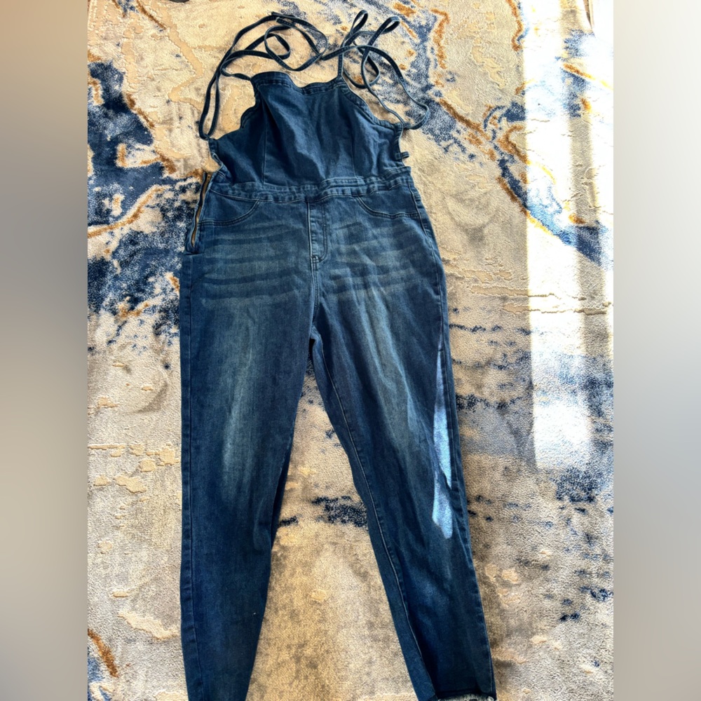 SHEIN Navy Denim Jumpsuit